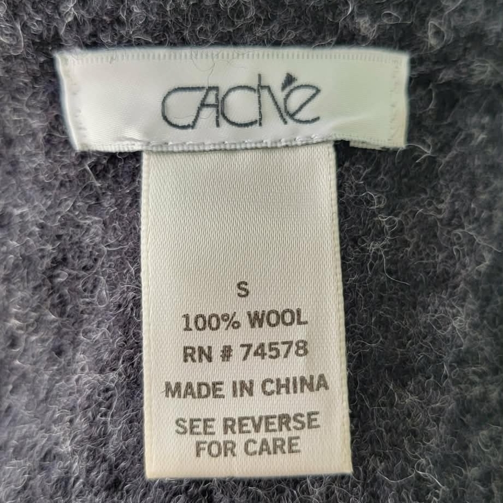 Cache 100% Wool Peplum Jacket Small Fitted Blazer Gray Draped Front Tailored - Picture 8 of 11